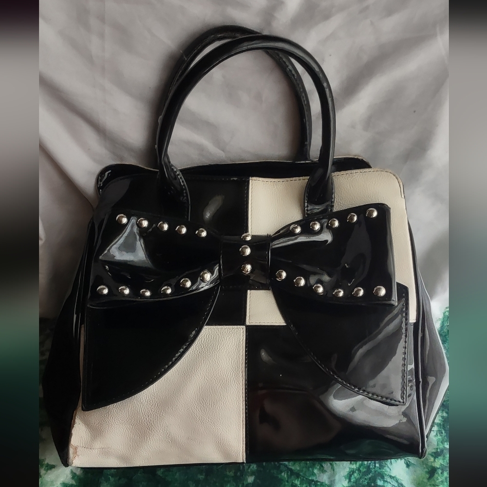 Betsey Johnson Black and White Bow Tote